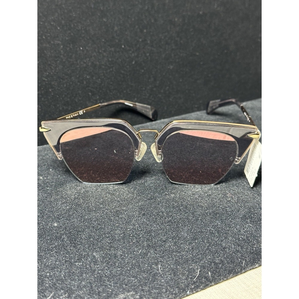 Rag & Bone RNB 1007/S Gray Gold Square Sunglasses New With Tags Cat Eye
